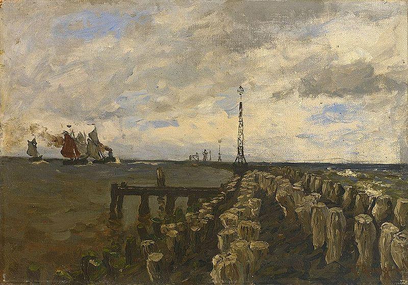 Julius Ludwig Friedrich Runge Nordseelandschaft mit Booten an einem dunstigen Morgen oil painting image